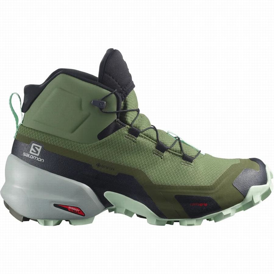 Salomon Cross Hike Mid Gore-tex Vandringskängor Dam Olivgröna [DTB4640LX]